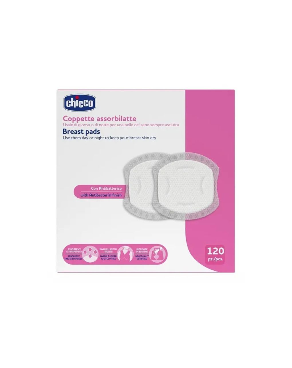Coppette assorbilatte per protezione allattamento 120 pezzi - chicco