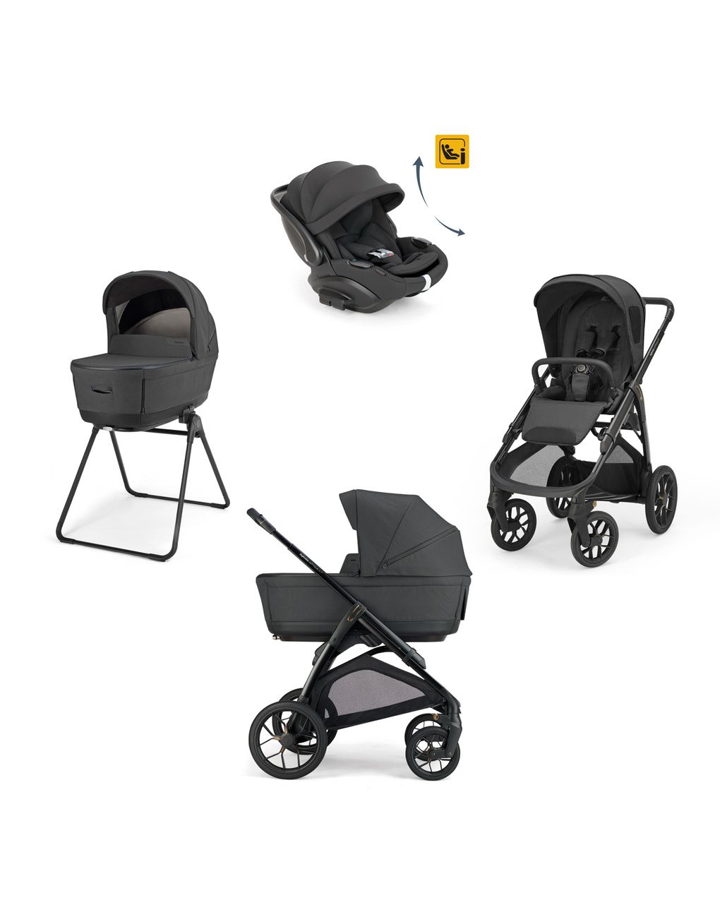 Aptica xt system quattro - magnet grey con telaio black e seggiolino auto darwin infant recline evo - inglesina