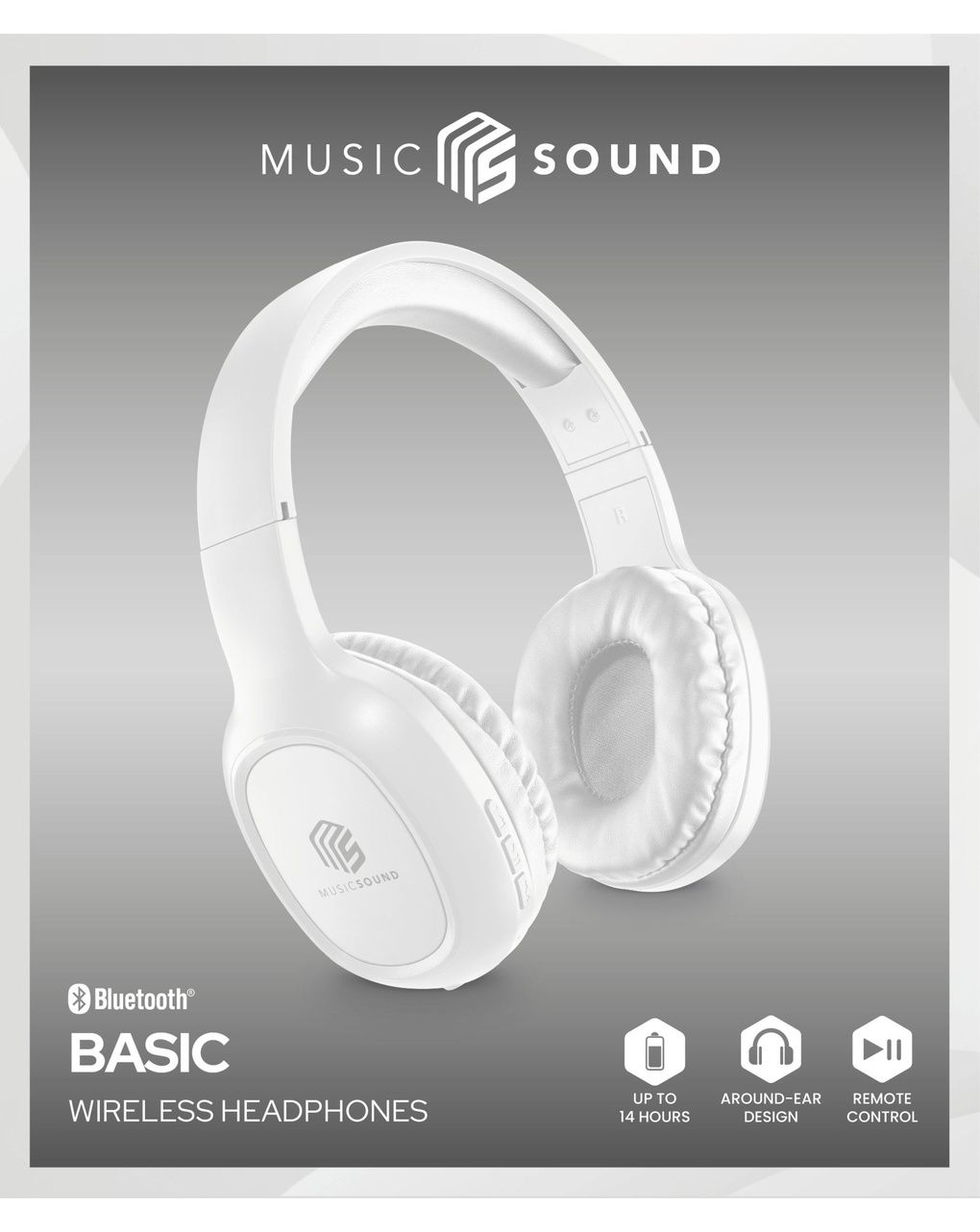 Cuffie bluetooth bbasic bianco - music sound