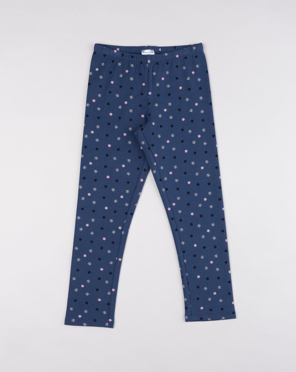 Leggings garzati bambina blu navy con pattern all-over di fiori e farfalle