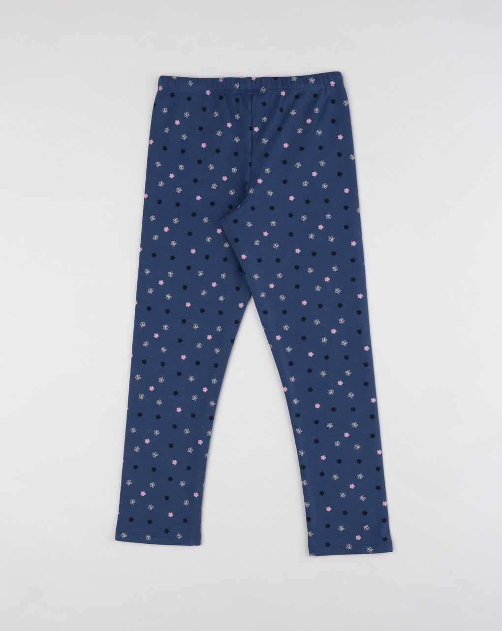 Leggings garzati bambina blu navy con pattern all-over di fiori e farfalle