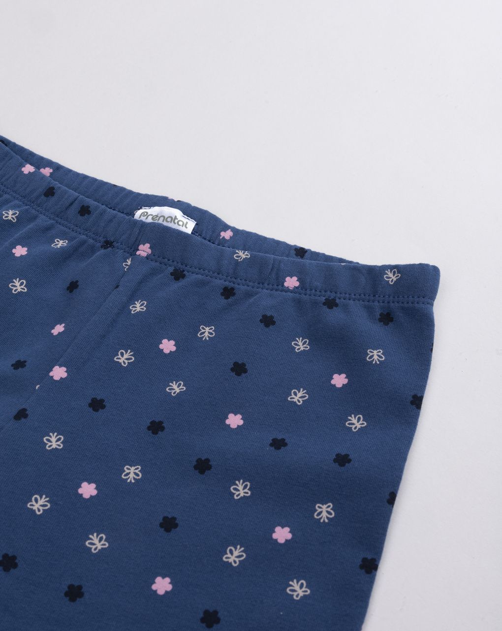 Leggings garzati bambina blu navy con pattern all-over di fiori e farfalle