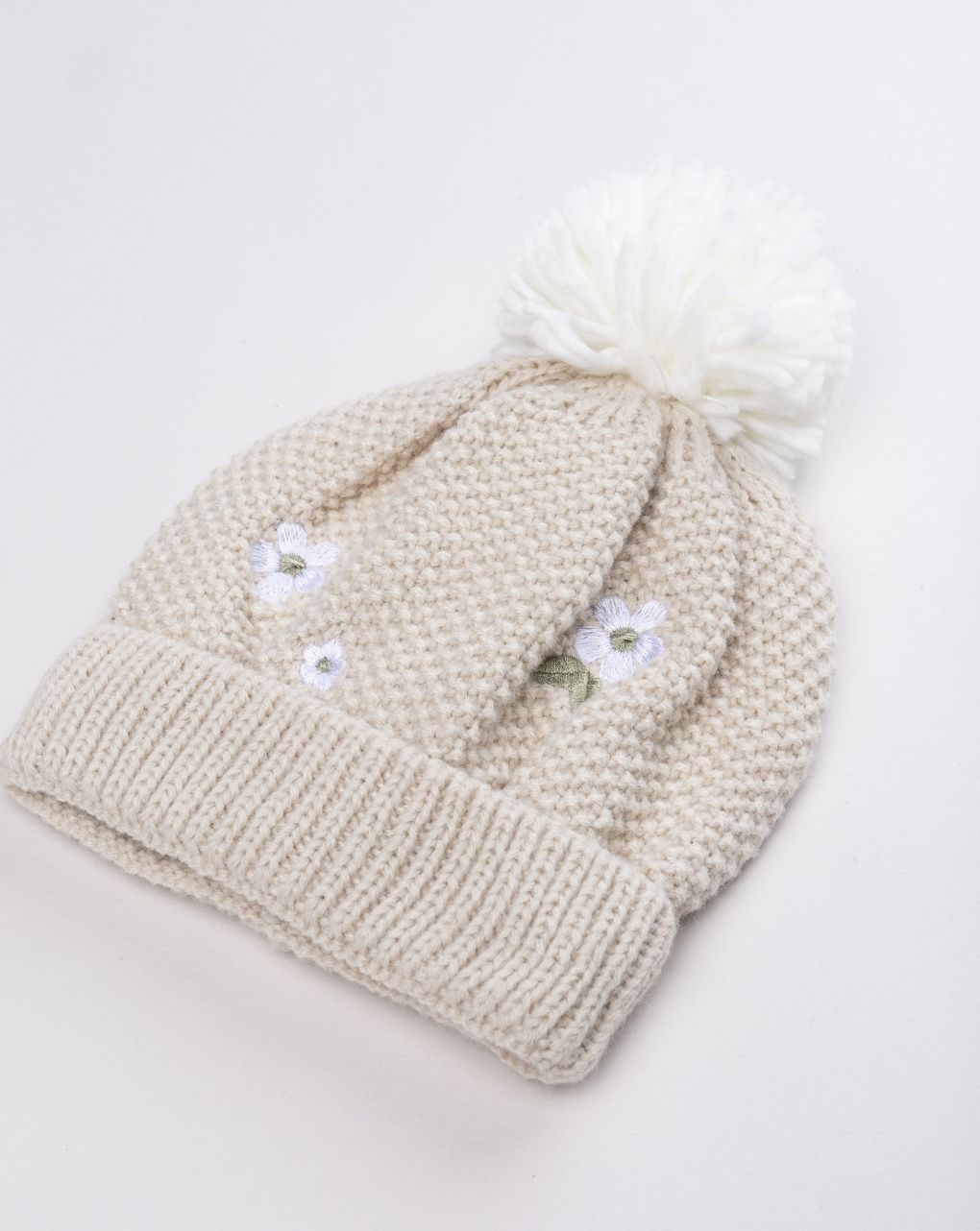Cappellino bimba beige ricamato fiori