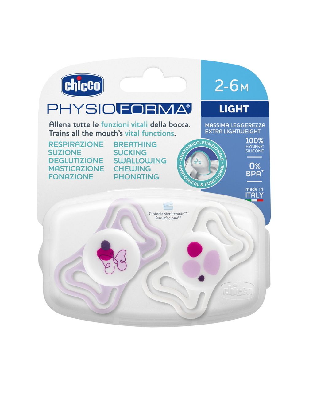 Succhietto physioforma light rosa 2-6m - chicco