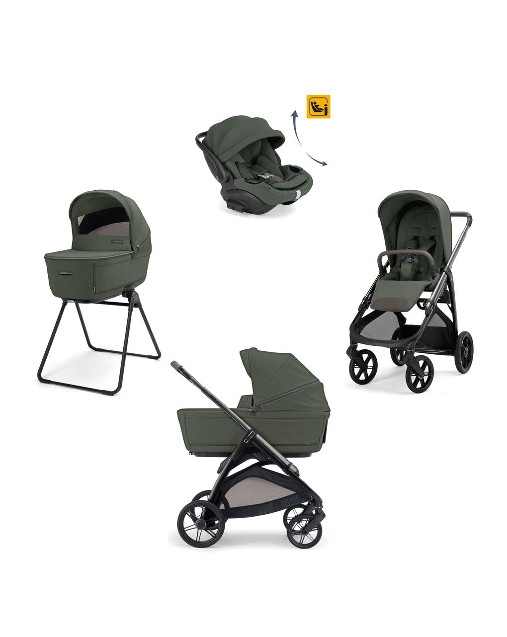 Aptica system quattro - ivy green con telaio litio e seggiolino auto darwin infant recline evo - inglesina