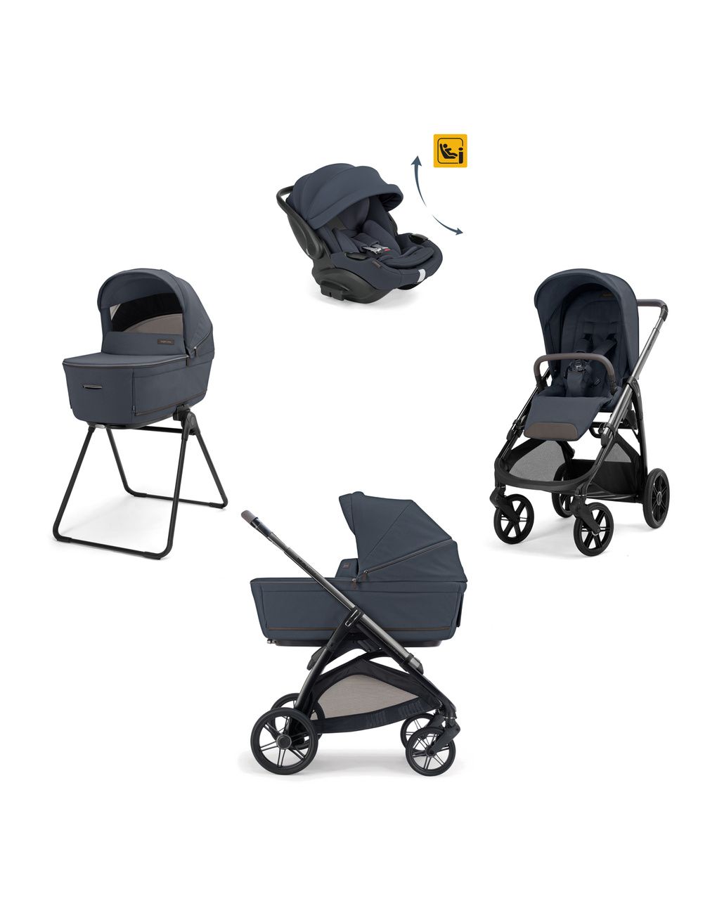 Aptica system quattro - sapphire blue con telaio litio e seggiolino auto darwin infant recline evo - inglesina