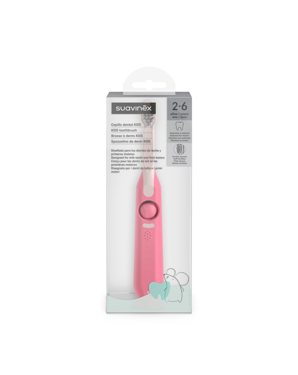 Oral care spazzolino da denti kids 2-6 anni rosa - suavinex