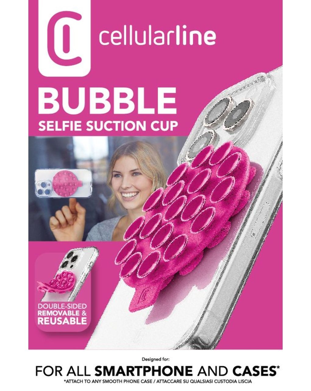 Supporto a ventosa bubble universale rosa - cellularline