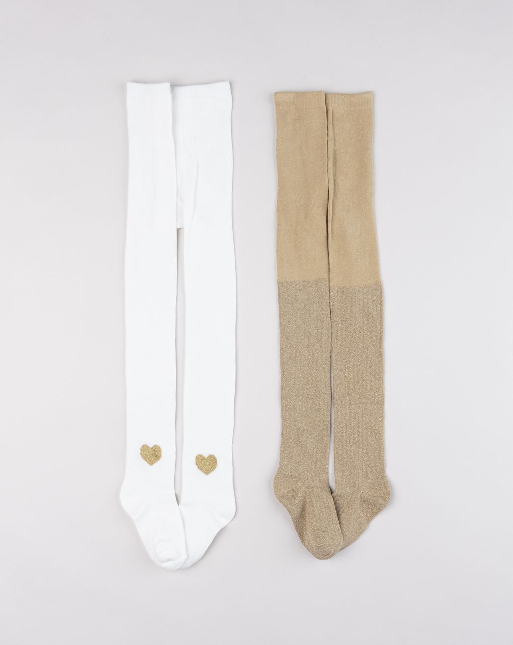 Pack 2 collant bambina panna e oro glitter