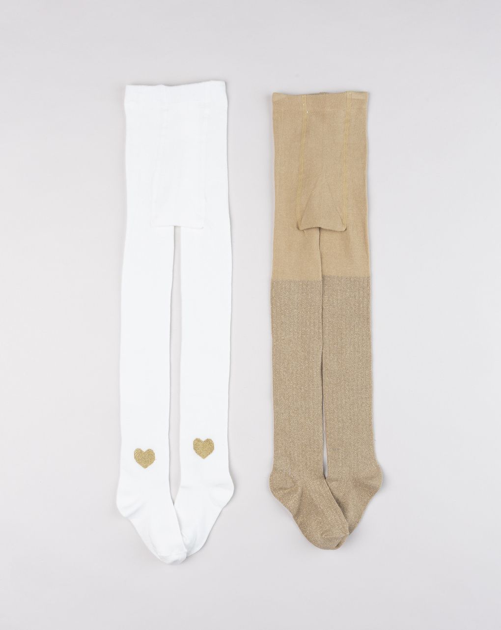 Pack 2 collant bambina panna e oro glitter