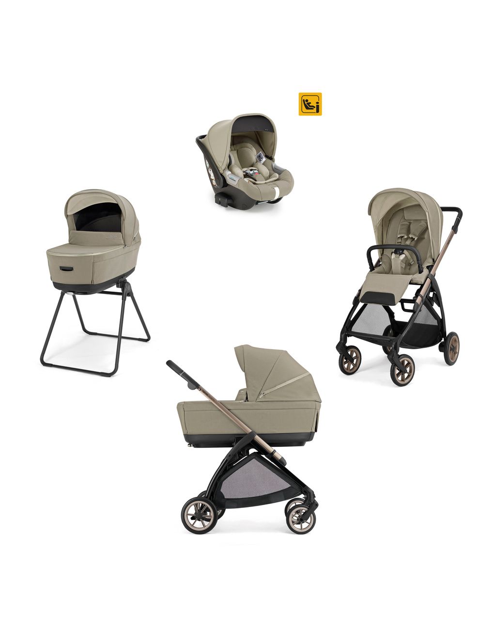 Electa system quattro - hangar beige con telaio bronze e seggiolino auto darwin infant - inglesina