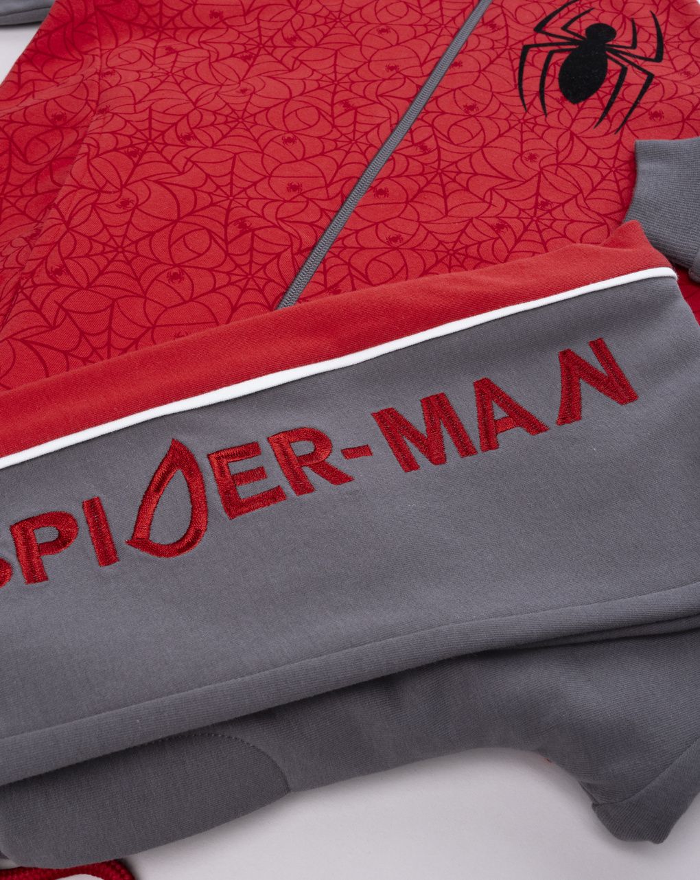 Tuta felpata bambino grigio/rosso spiderman