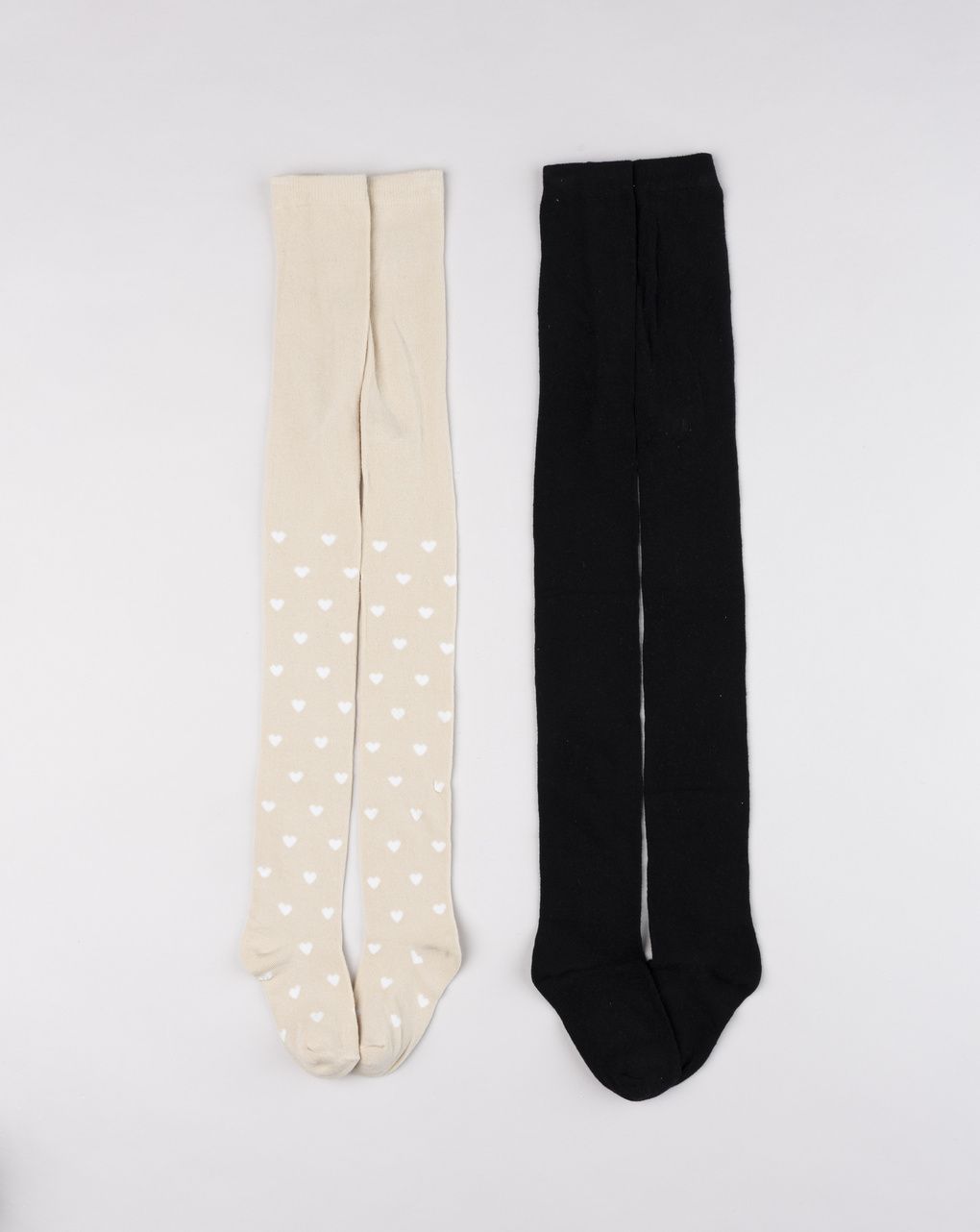 Pack 2 paia collant bambina cuori e nero