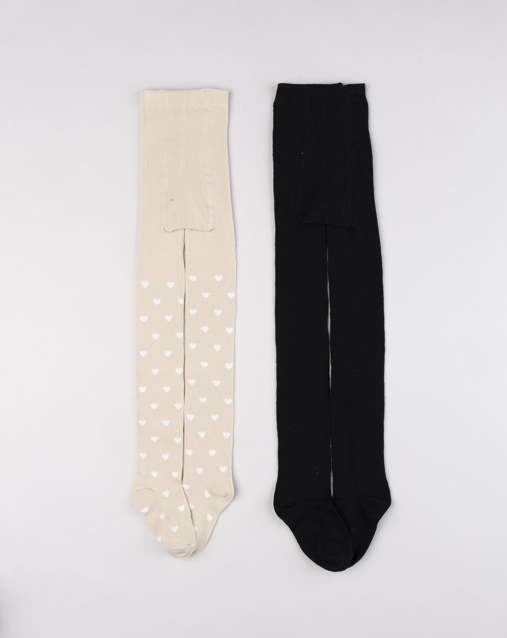 Pack 2 paia collant bambina cuori e nero