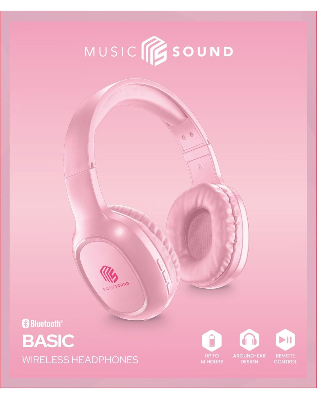 Cuffie bluetooth bbasic rosa - music sound