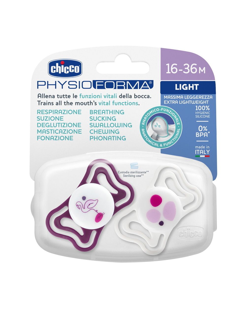 Succhietto physioforma light rosa 16-36m - chicco
