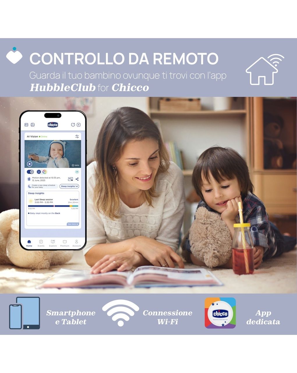 Video baby monitor wi-fi smart ai - chicco