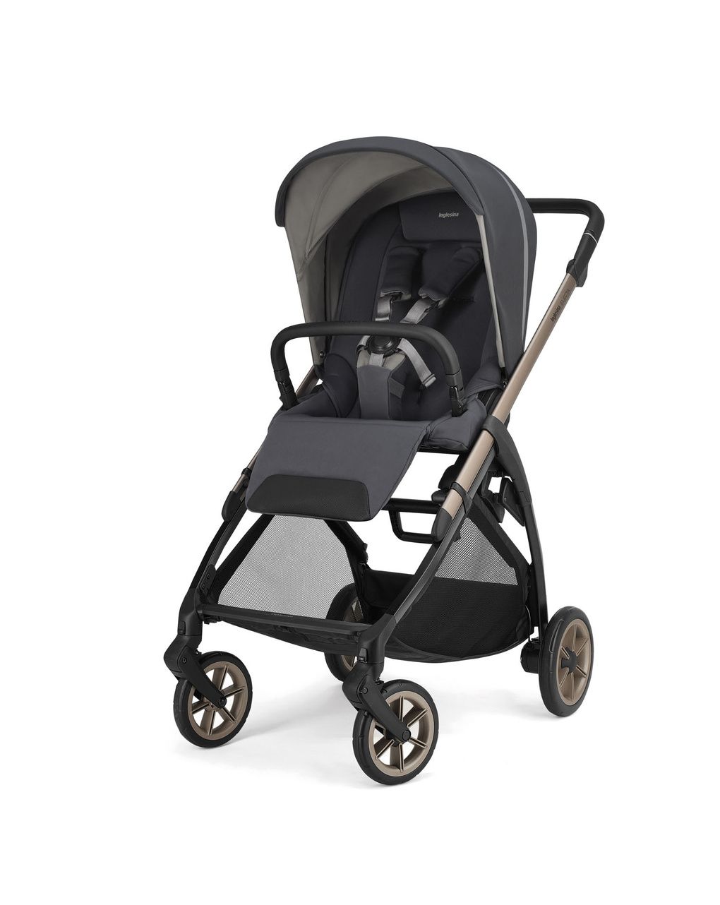 Electa system quattro - garage grey con telaio bronze e seggiolino auto darwin infant recline evo - inglesina
