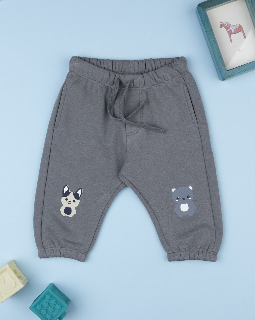 Pantalone felpato bimbo grigio stampato