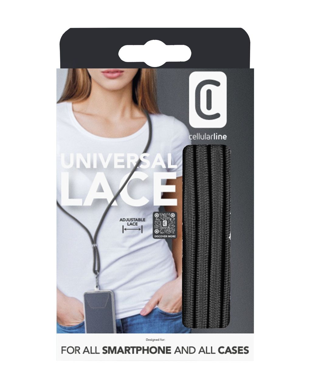 Laccio da collo porta telefono universale nero - cellularline