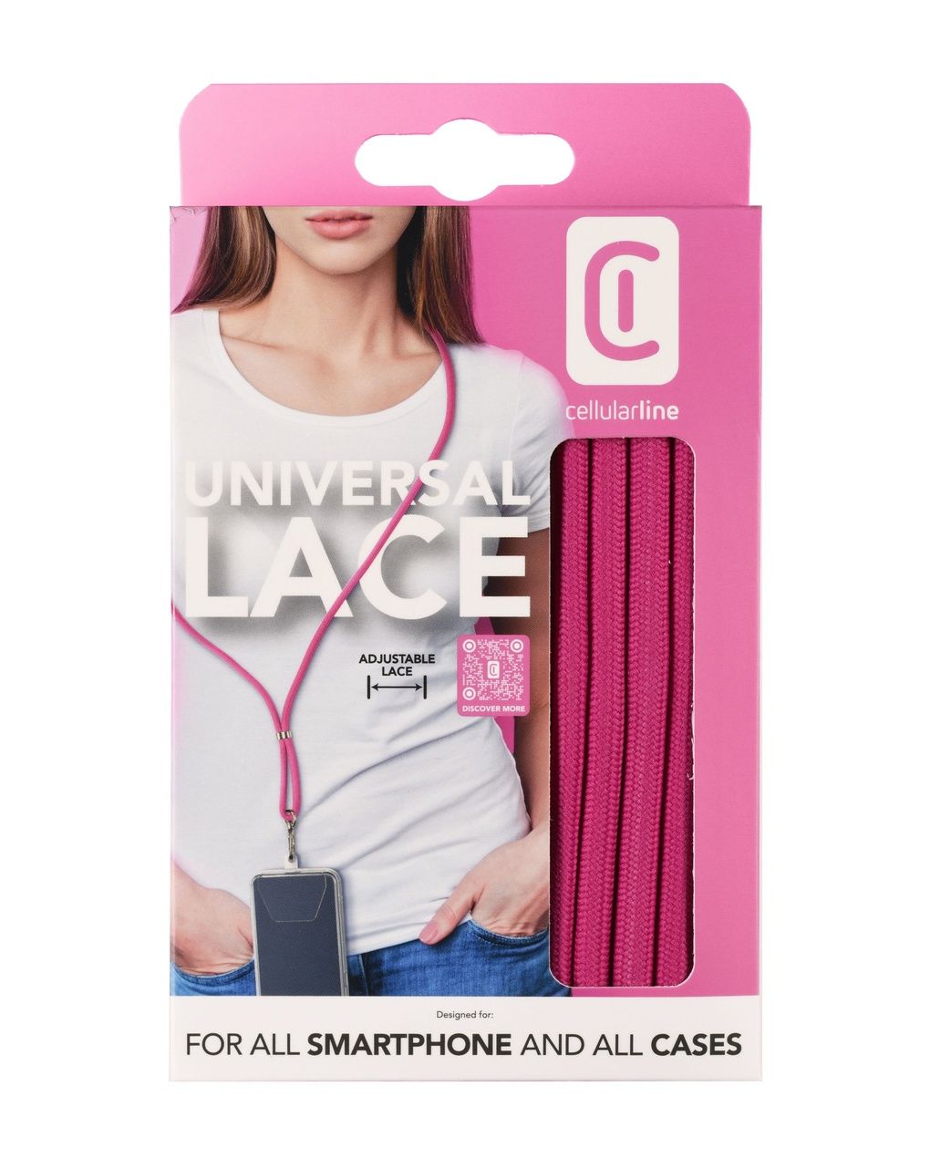 Laccio da collo porta telefono universale rosa - cellularline