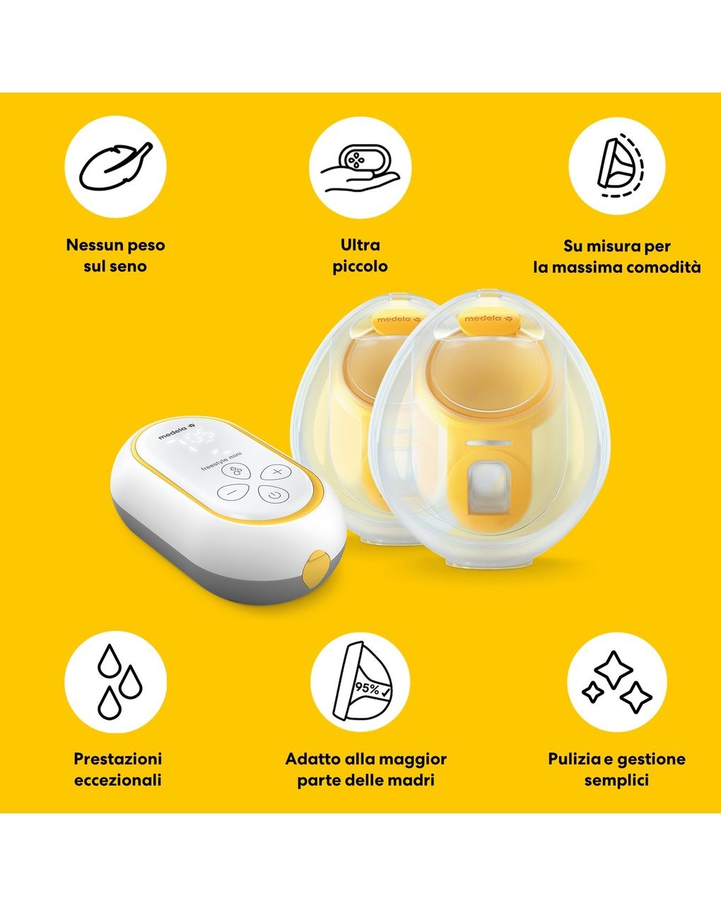 Tiralatte medela freestyle mini hands-free doppio - medela