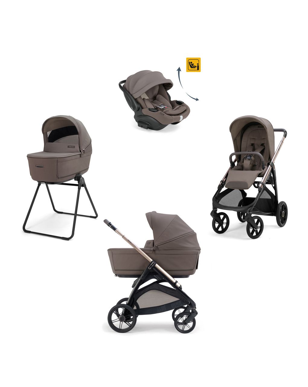 Aptica system quattro - essence mokka con telaio palladio e seggiolino auto darwin infant recline evo - inglesina