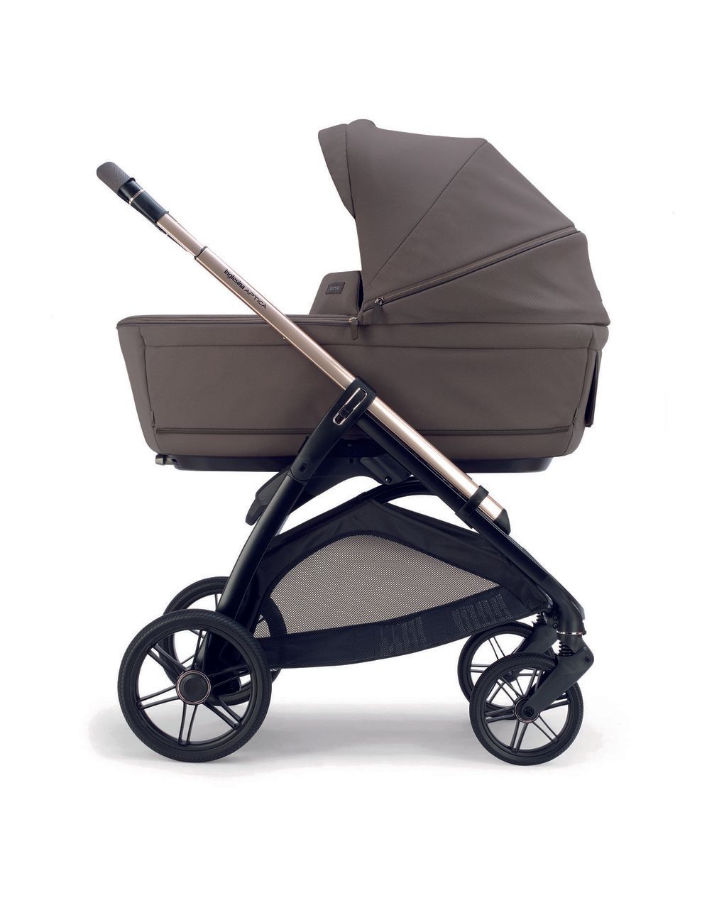 Aptica system quattro - essence mokka con telaio palladio e seggiolino auto darwin infant recline evo - inglesina