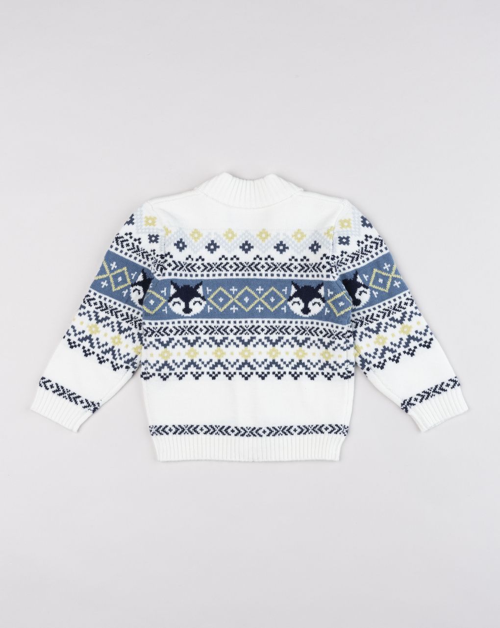 Cardigan bimbo bianco con collo a scialle e volpette