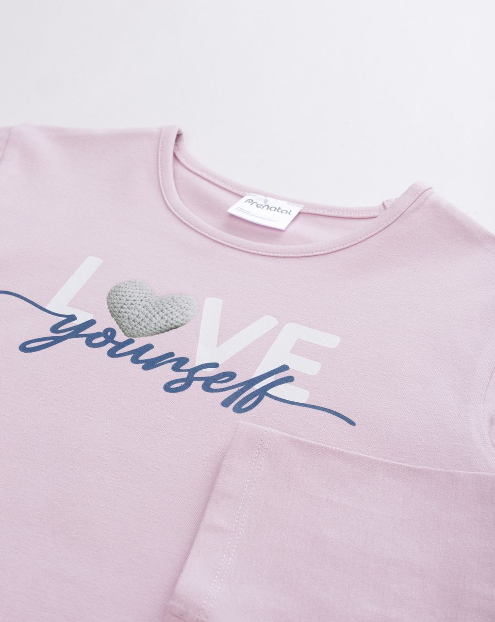 Maglia bimba rosa con cuori a contrasto