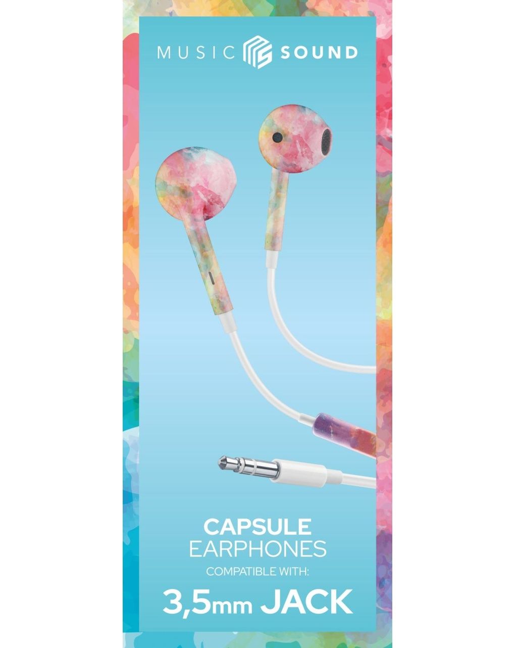 Auricolari capsula con microfono e jack 3.5 arcobaleno - music sound