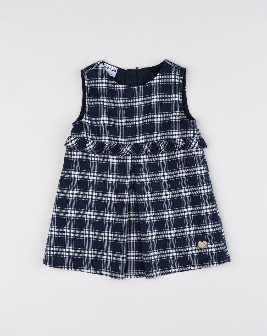 Abito pinafore a quadri blu scuro da bambina