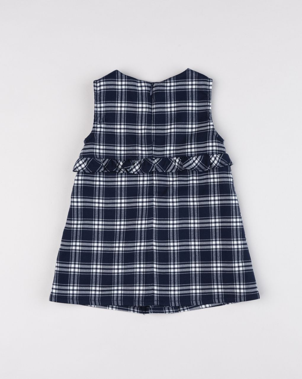 Abito pinafore a quadri blu scuro da bambina