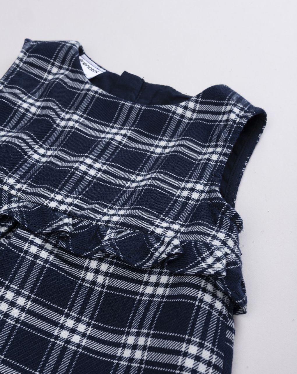 Abito pinafore a quadri blu scuro da bambina