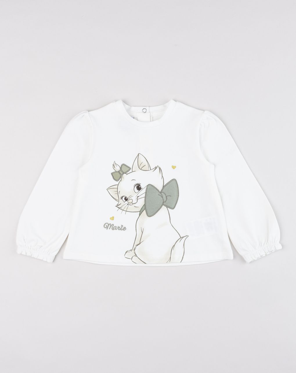 T-shirt bimba manica lunga bianca con stampa aristogatti