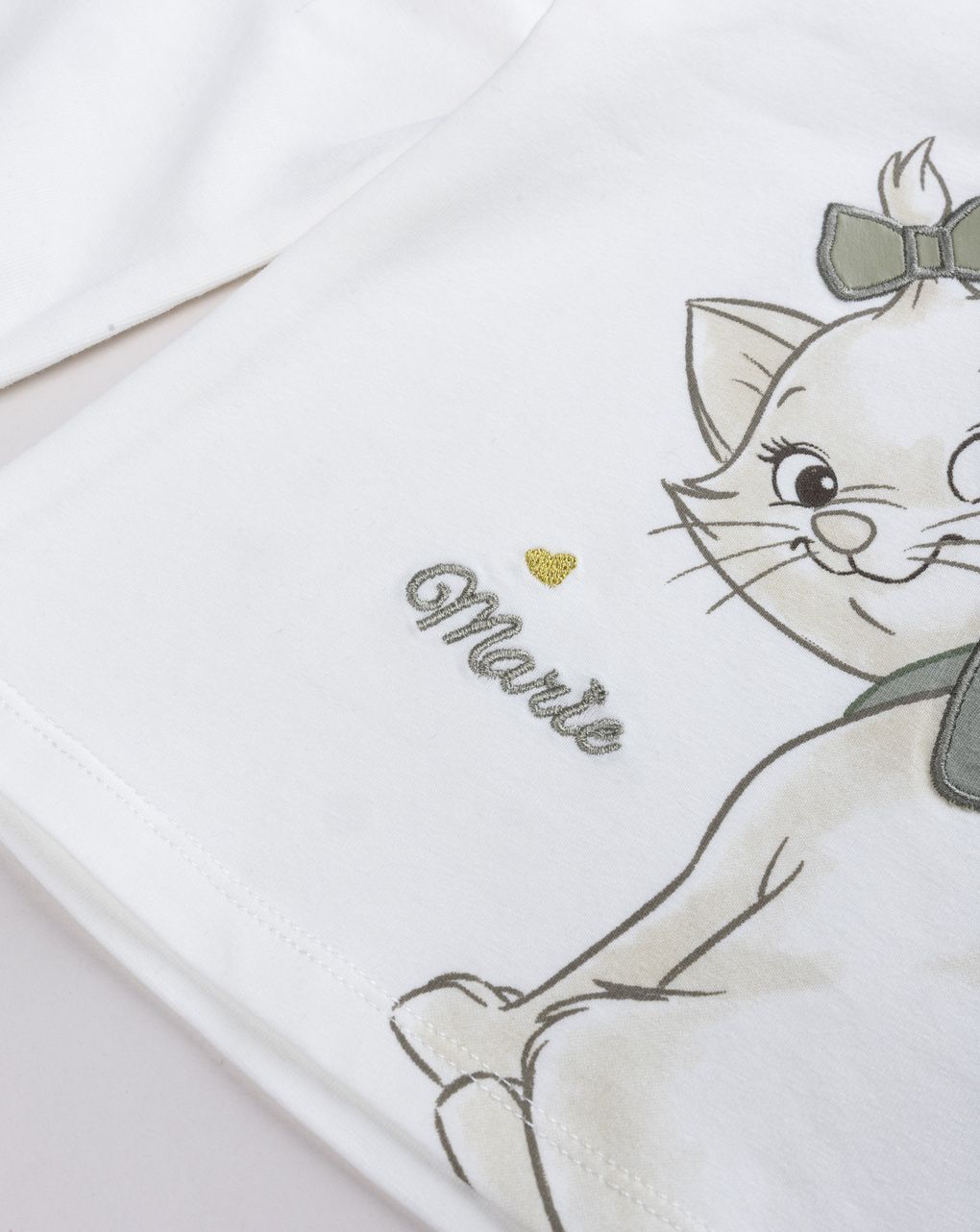 T-shirt bimba manica lunga bianca con stampa aristogatti