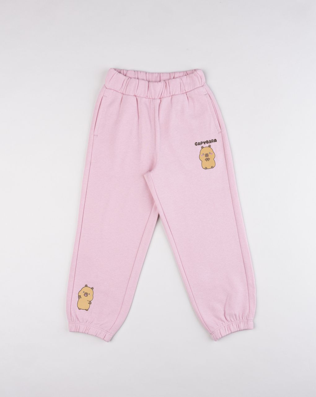 Pantaloni tuta bambina capibara rosa pastello