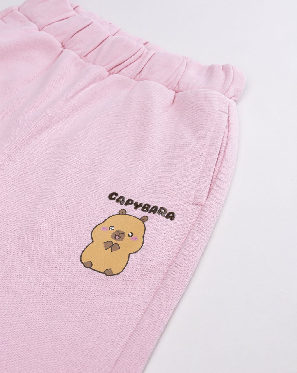 Pantaloni tuta bambina capibara rosa pastello