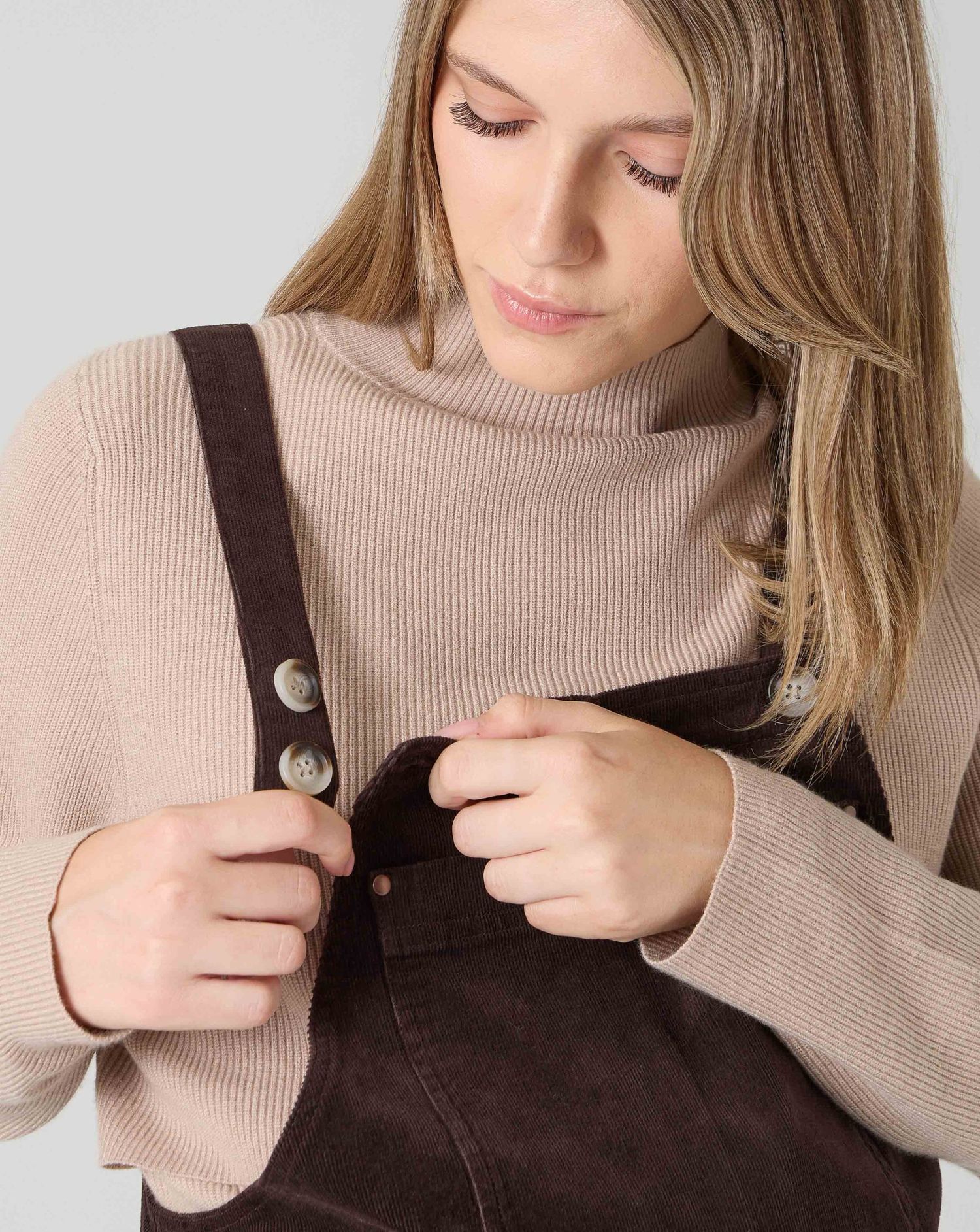 Salopette premaman velluto stretch marrone