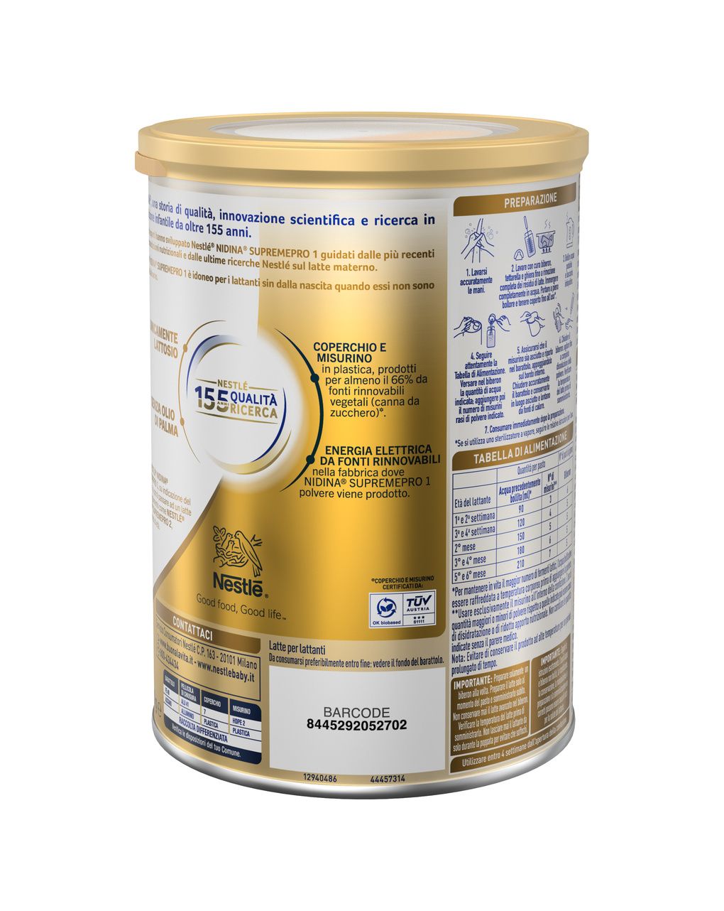Nidina supremepro 1 latte per lattanti in polvere dalla nascita, latta 400g - nestle'