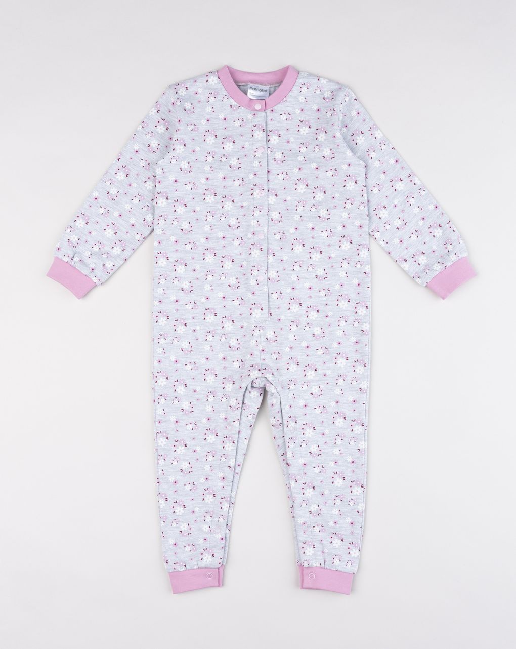 Pigiamone bimba grigio con fiori allover