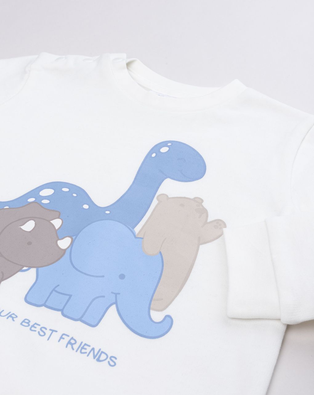Pigiama felpato due pezzi bimbo panna/beige "dino"