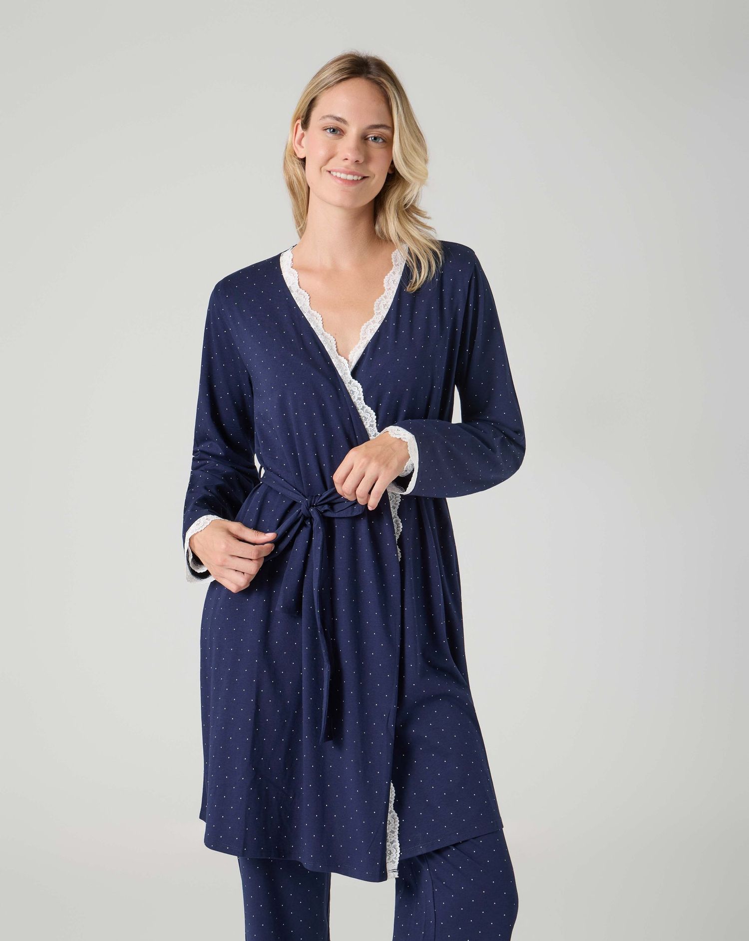 Vestaglia premaman a pois blu scuro