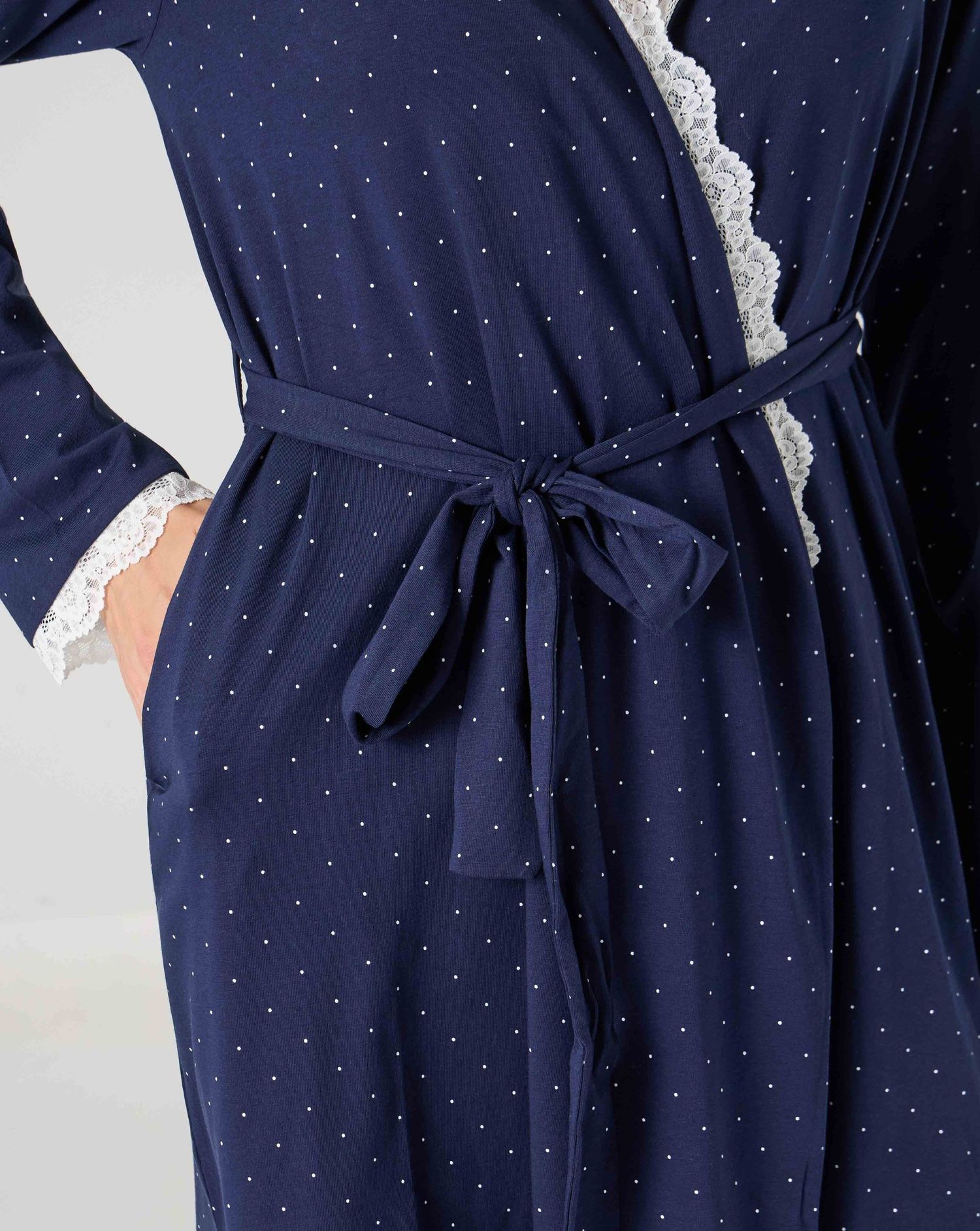 Vestaglia premaman a pois blu scuro