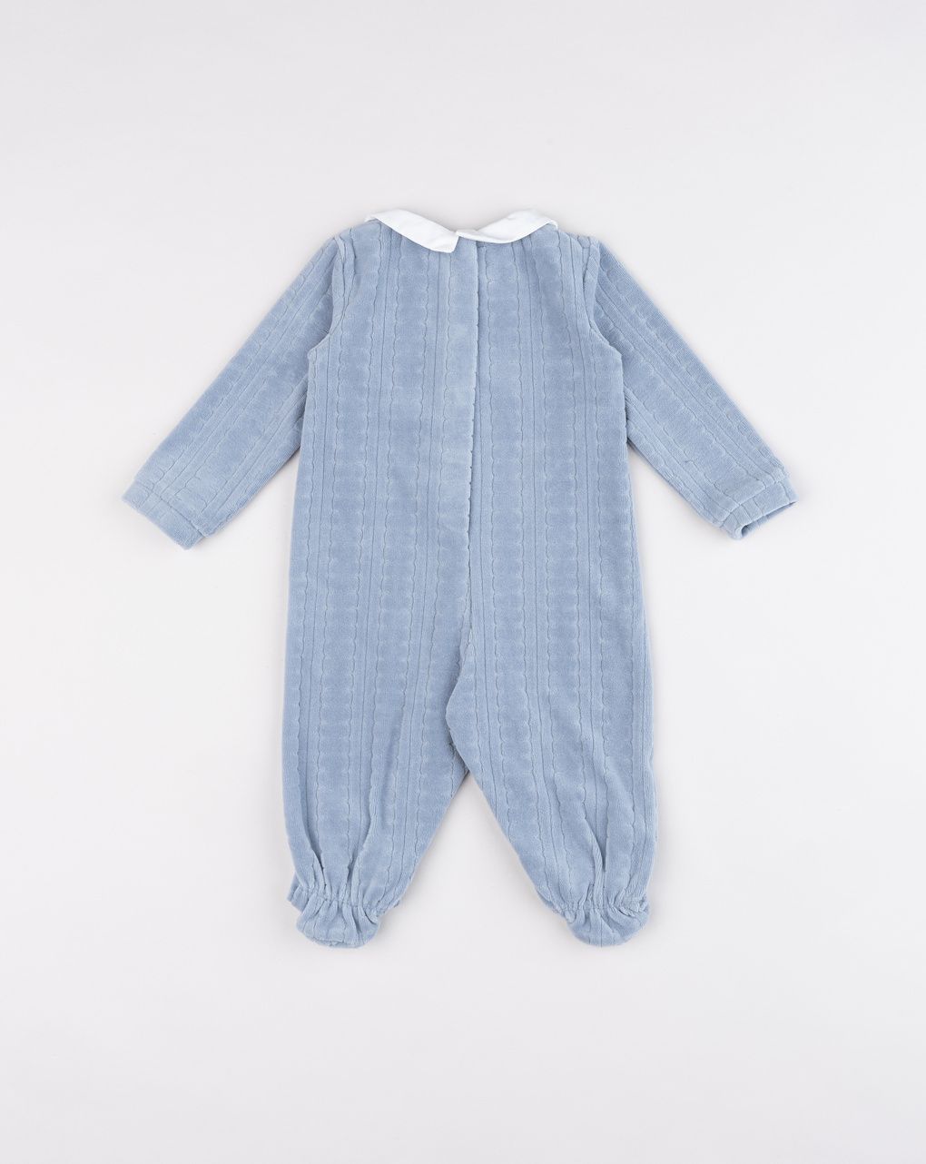 Tutina neonato ciniglia azzurra coniglietti