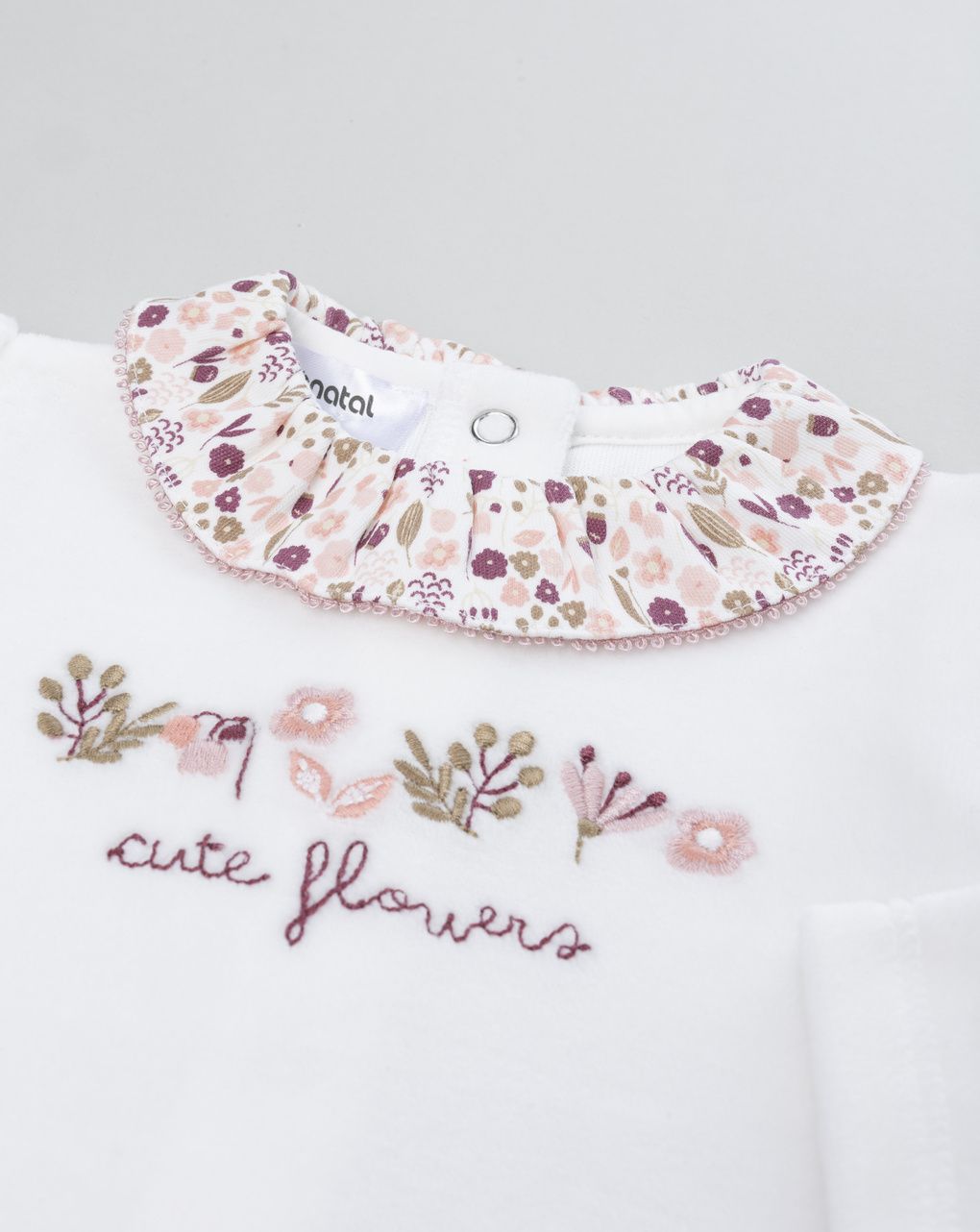 Tutina ciniglia neonata bicolor panna/marrone con rouches