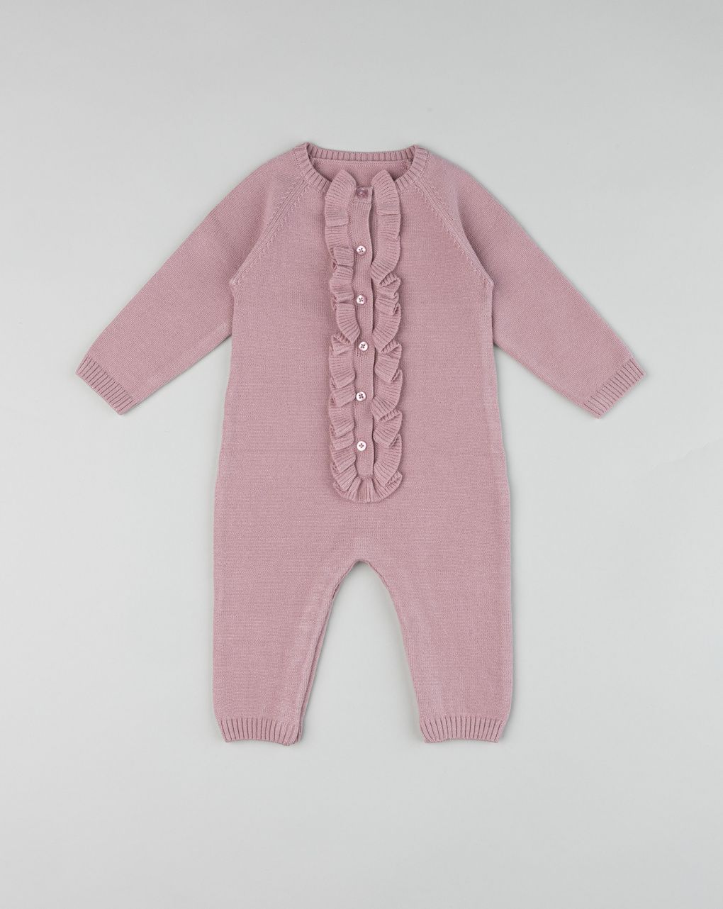 Tutina tricot bimba vinaccia con rouches