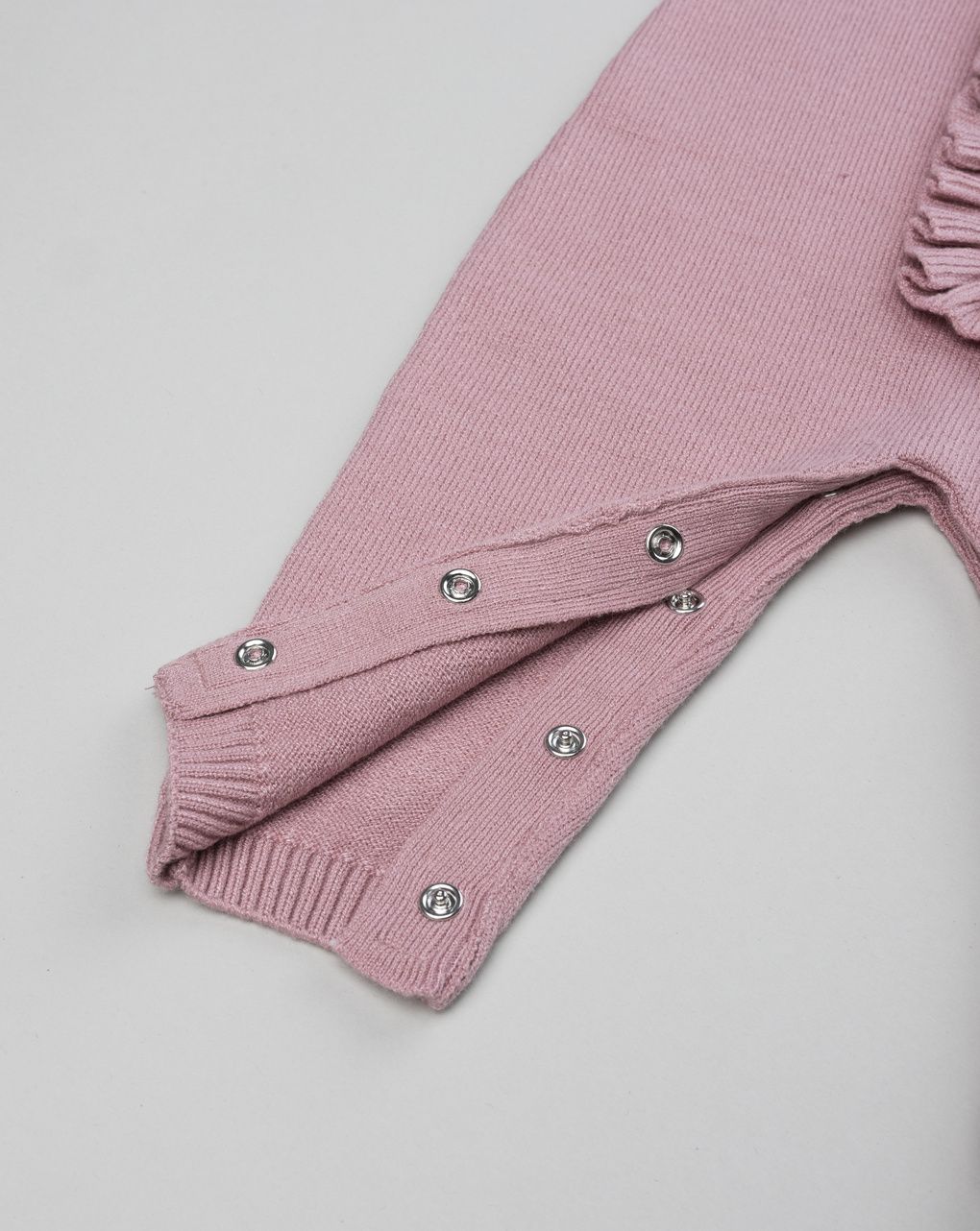 Tutina tricot bimba vinaccia con rouches