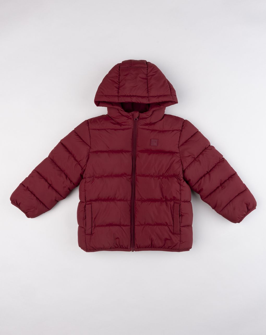 Piumino con cappuccio imbottito bordeaux bambino