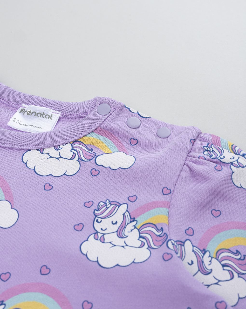 Pigiama due pezzi bimba fantasia unicorno e arcobaleno